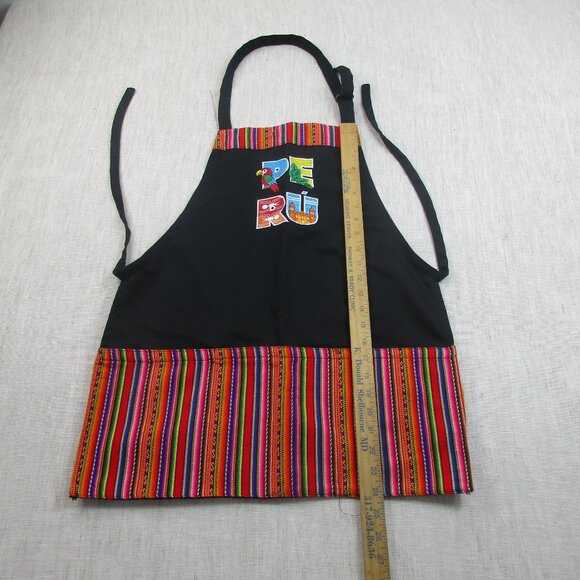 Peru Peruvian Design Kitchen Apron Unisex Black‎ Striped Lightweight Neck Strap - Picture 5 of 8